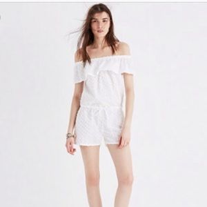 Madewell white polka dot romper